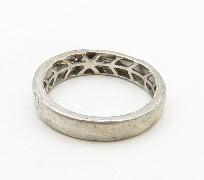 925 Sterling Silver  Vintage Genuine Diamonds Shiny Band Ring Sz 10.5  RG15965