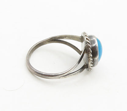 925 Silver Vintage Cabochon Turquoise Band Ring Sz 7 RG15767