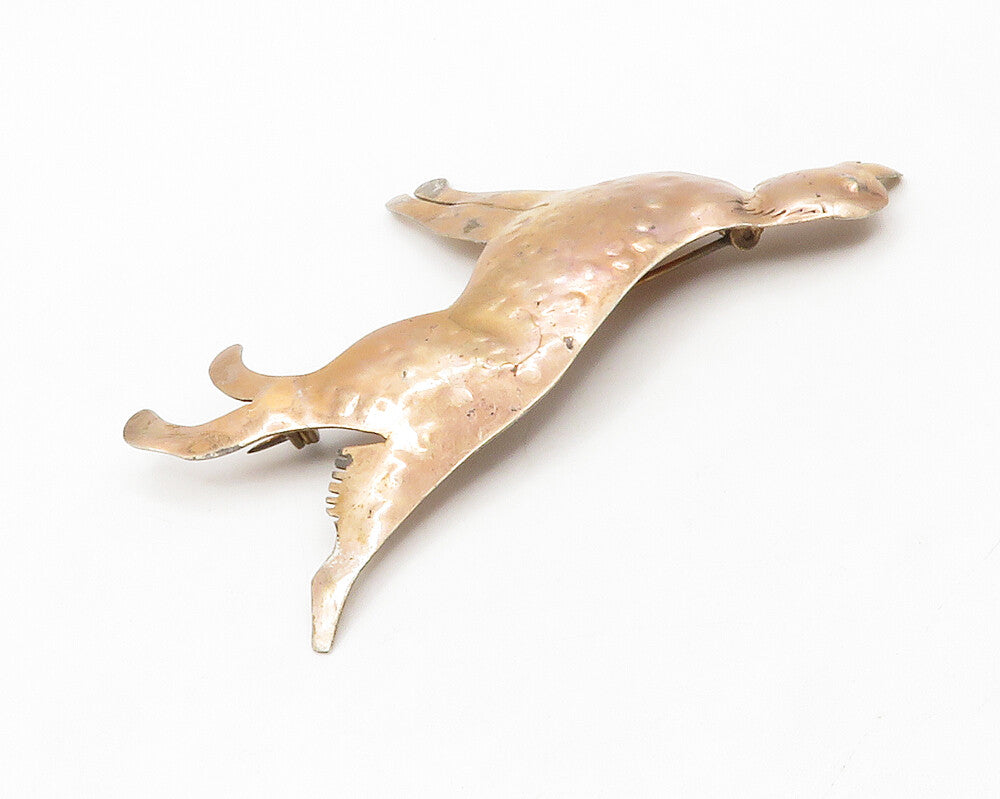 925 Sterling Silver  Vintage Shiny Copper Tone Spotted Dog Brooch Pin  BP5186