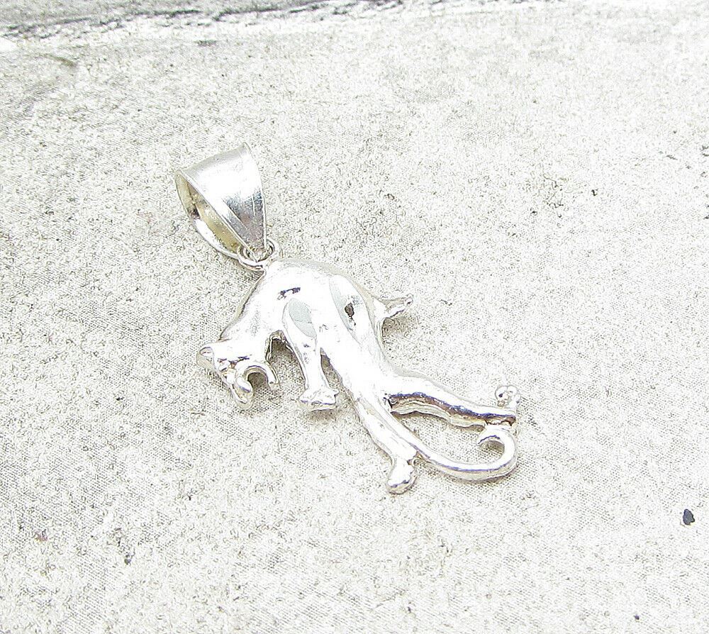 925 Sterling Silver Vintage Roaring Puma Drop Pendant PT1391