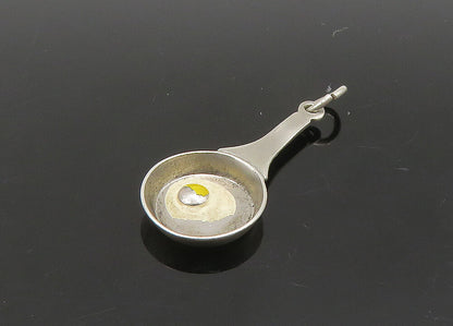 925 Sterling Silver  Vintage Fried Egg In Pan Petite Pendant  PT18875