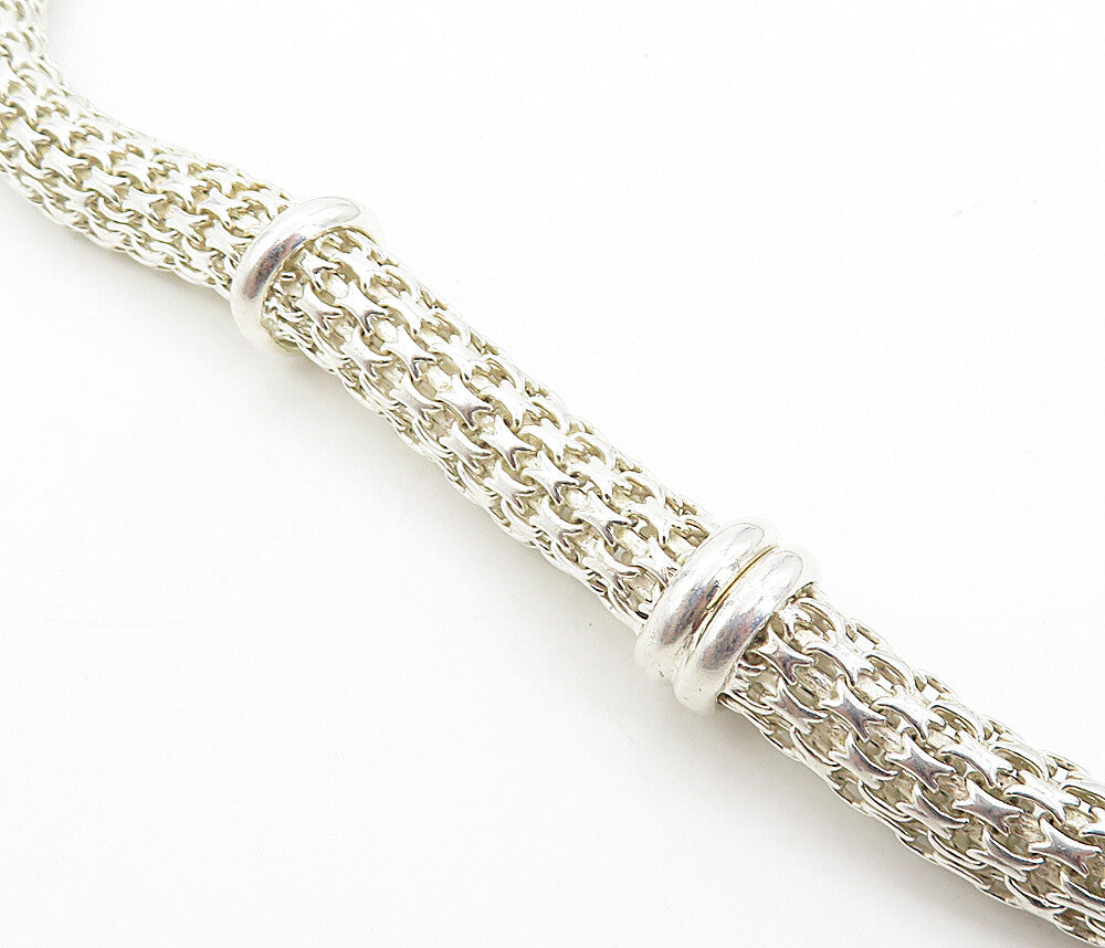 925 Sterling Silver  Shiny Polished Hollow Round Link Chain Necklace  NE1481