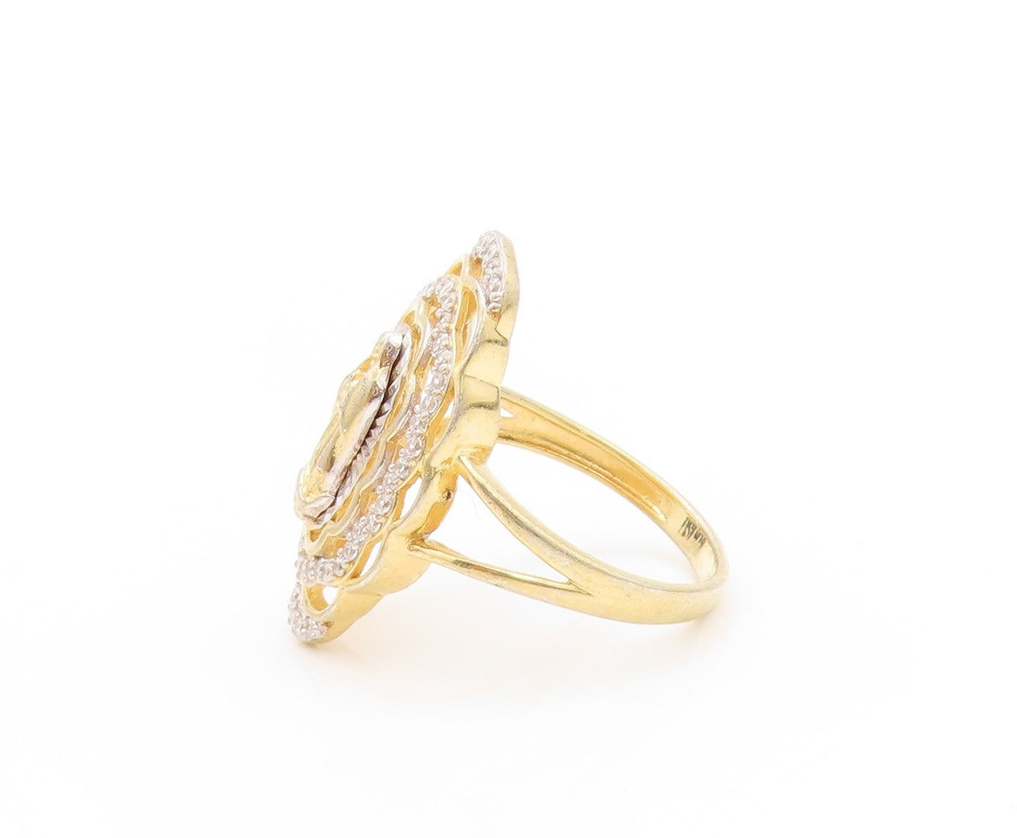 925 Sterling Silver Vintage Ring Gold Plated Religious CZ Jesus  Sz 8  RG32772