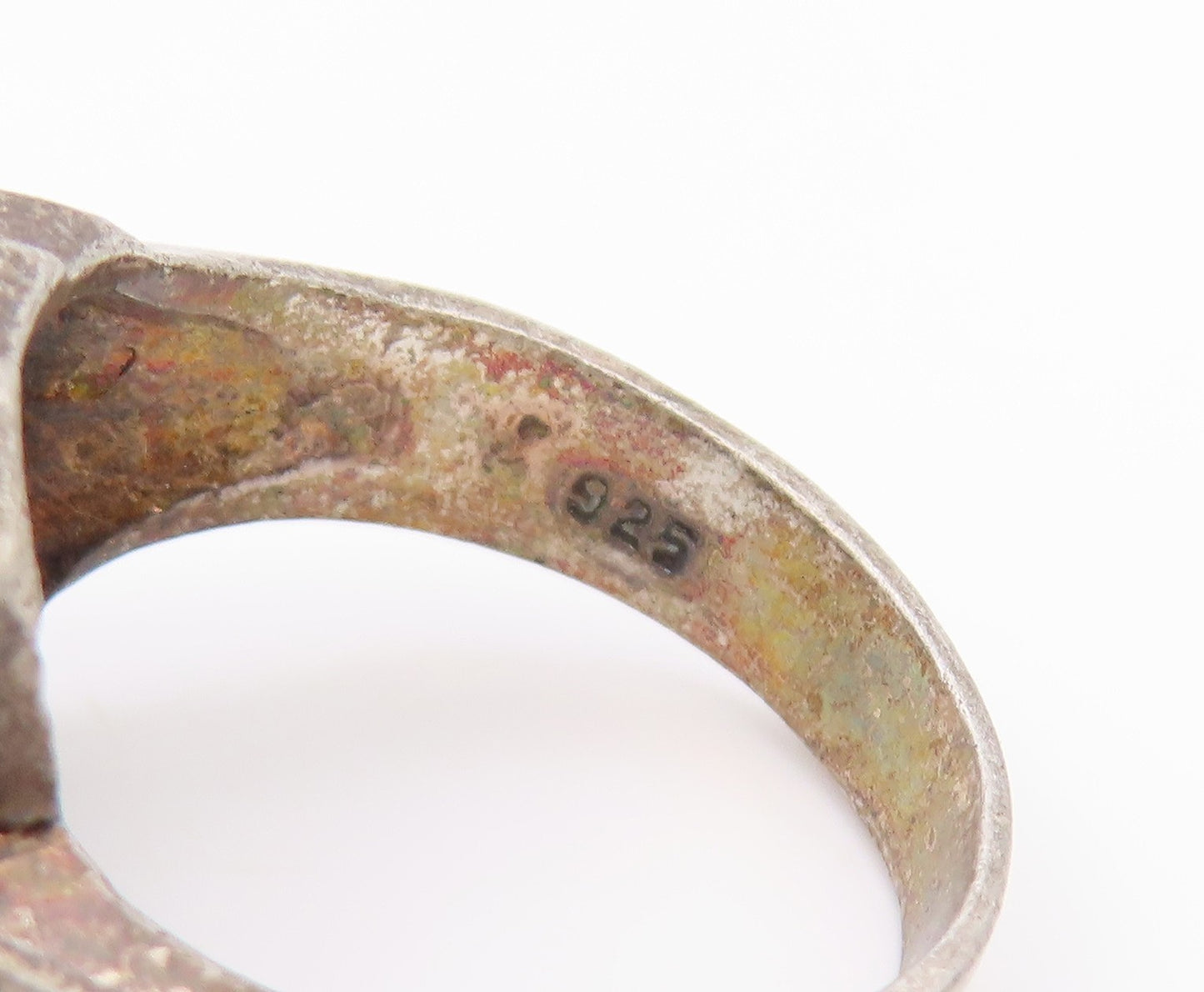 925 Sterling Silver Vintage Ring Classic Textured Open Leaf Band  Sz 7  RG36114