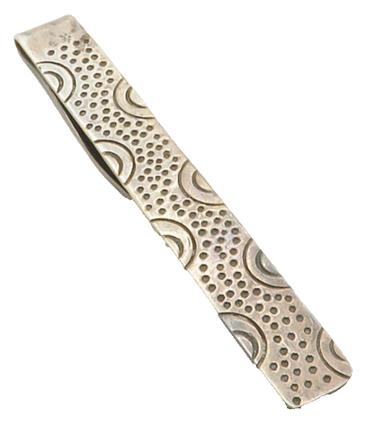 TAXCO 925 Sterling Silver  Vintage Chiseled Dotted Pattern Tie Clip  TR1952