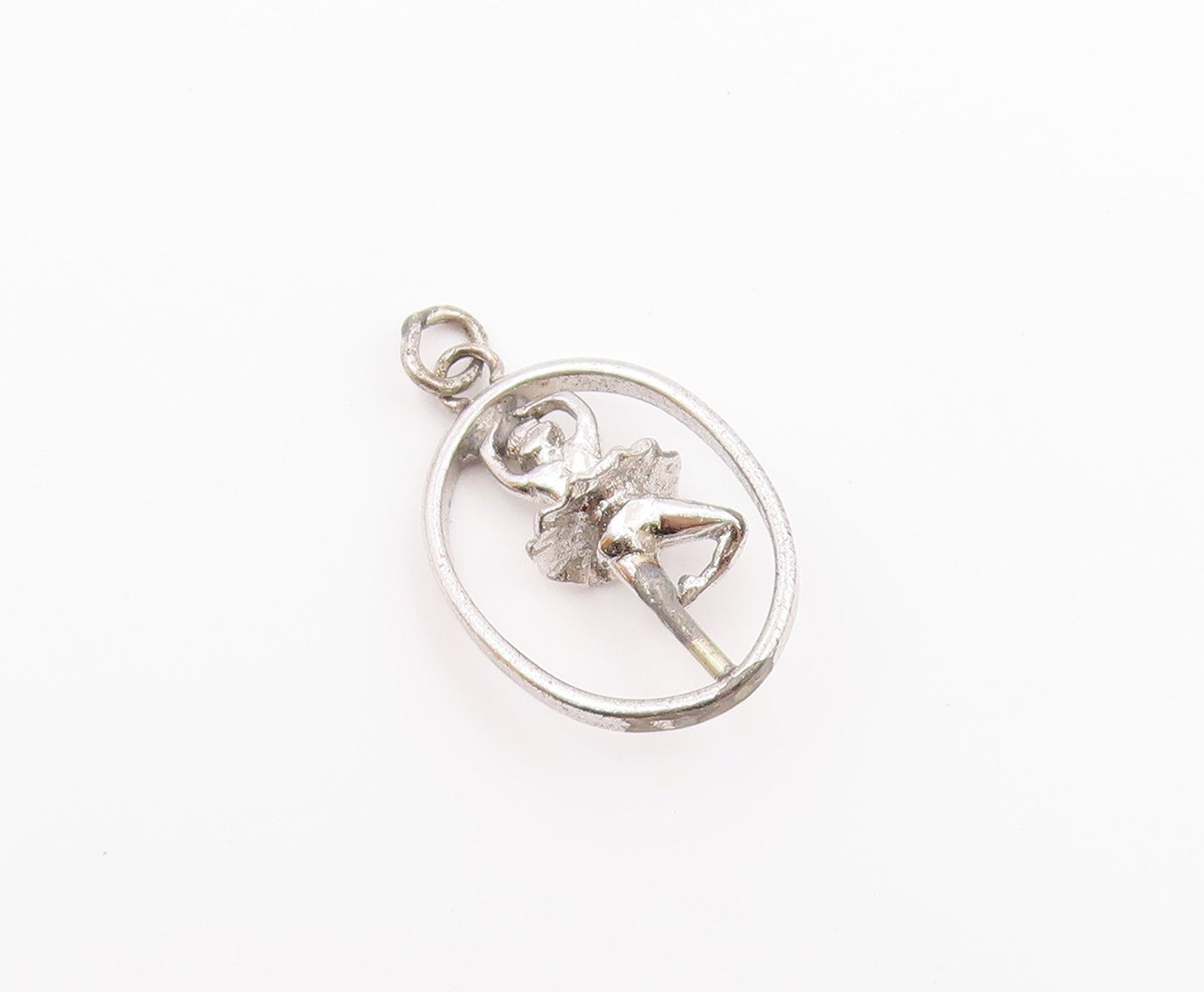 925 Sterling Silver  Vintage Shiny Ballet Dancer Petite Pendant  PT18464