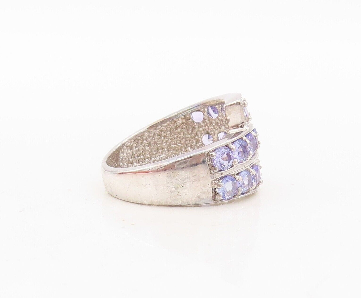 925 Sterling Silver Vintage Ring Designer Round Tanzanite Bands  Sz 7  RG30455