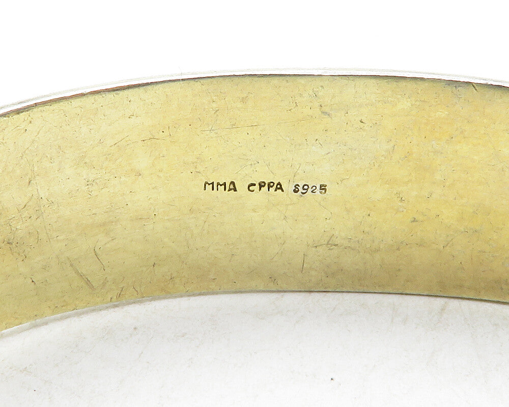 MMA 925 Sterling Silver Vintage Gold Plated Swirl Patterned Cuff Bracelet BT4857
