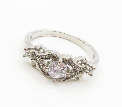 925 Sterling Silver  Cubic Zirconia Shiny Swirl Band Ring Sz 10  RG15897