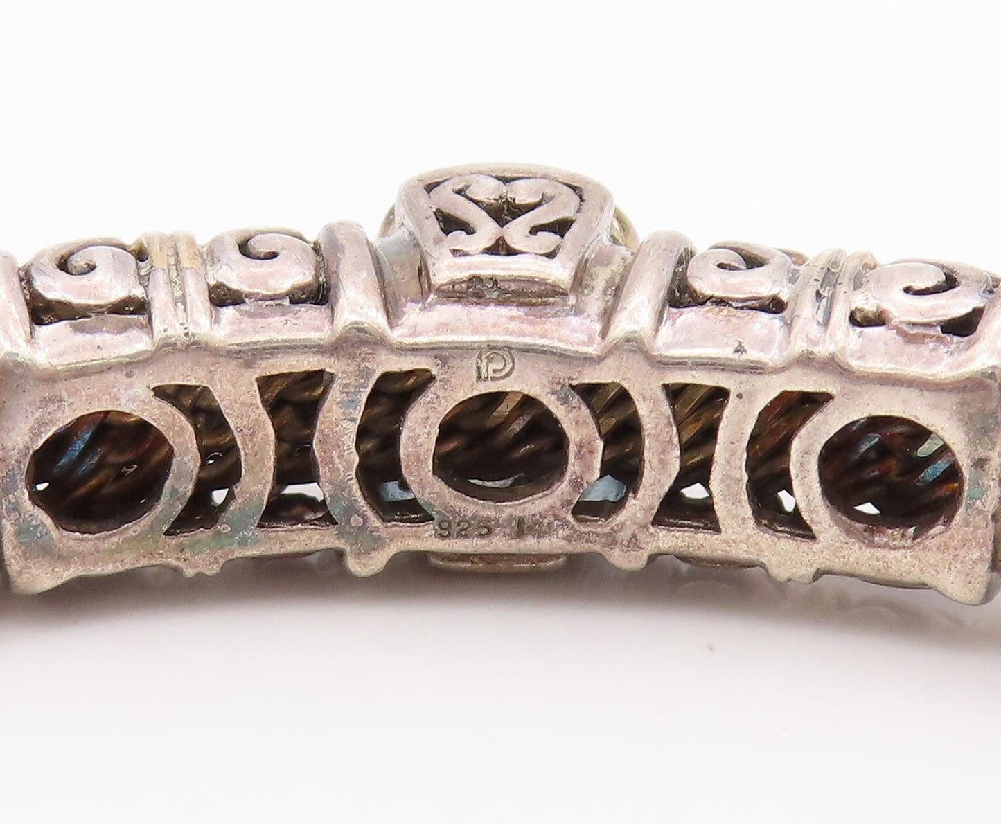 14k Gold 925 Sterling Silver Vintage Bracelet Topaz & Amethyst Cuff  BT11005