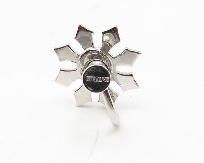 925 Sterling Silver  Vintage Sparkling Snowflake Non Pierce Earrings  EG5604