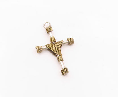 MEXICO 925 Sterling Silver  Vintage Two Tone Religious Cross Pendant  PT17933