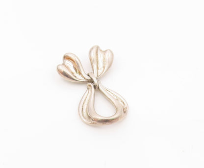 KABANA 925 Sterling Silver  Vintage Shiny Bow Tied Ribbon Pendant  PT16074