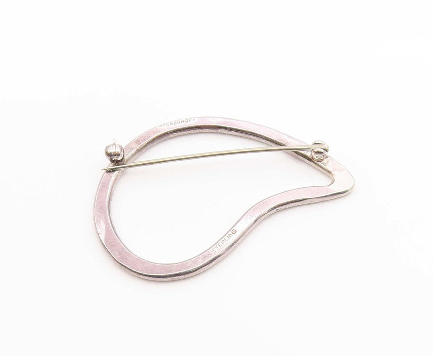 BECKERHOFF 925 Silver Vintage Minimalist Hammered Outline Brooch Pin  BP9788