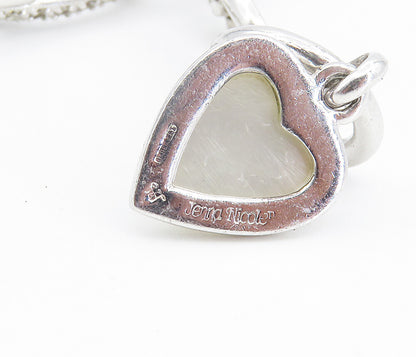 JENNA NICOLE 925 Silver  Mother Of Pearl & Topaz Heart Chain Bracelet  BT3485