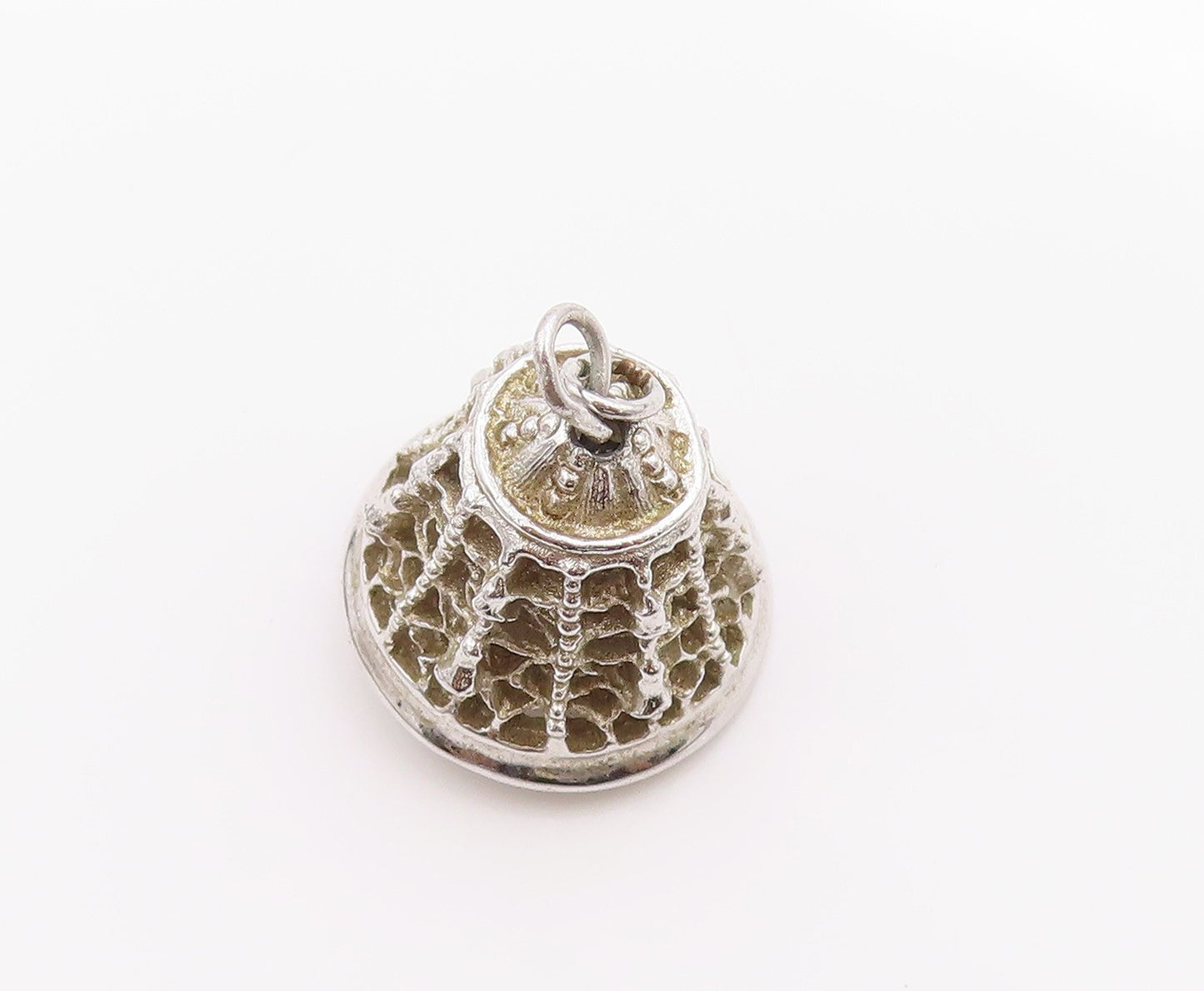 925 Sterling Silver Vintage Pendant Pearl In Filigree Judy Bell Jingles  PT24958