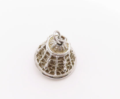 925 Sterling Silver Vintage Pendant Pearl In Filigree Judy Bell Jingles  PT24958