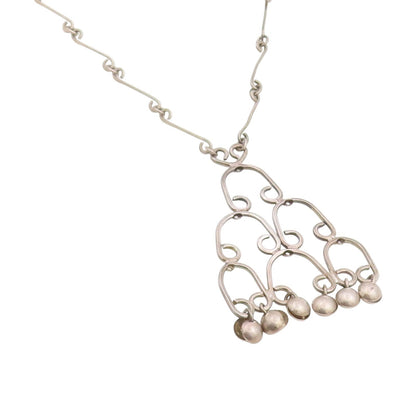 925 Sterling Silver Vintage Necklace ISRAEL Linked Loop Chandelier Chain  NE4759