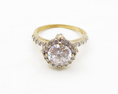 SETA 925 Silver   Cubic Zirconia Solitaire With Accents Ring Sz 8  RG17403
