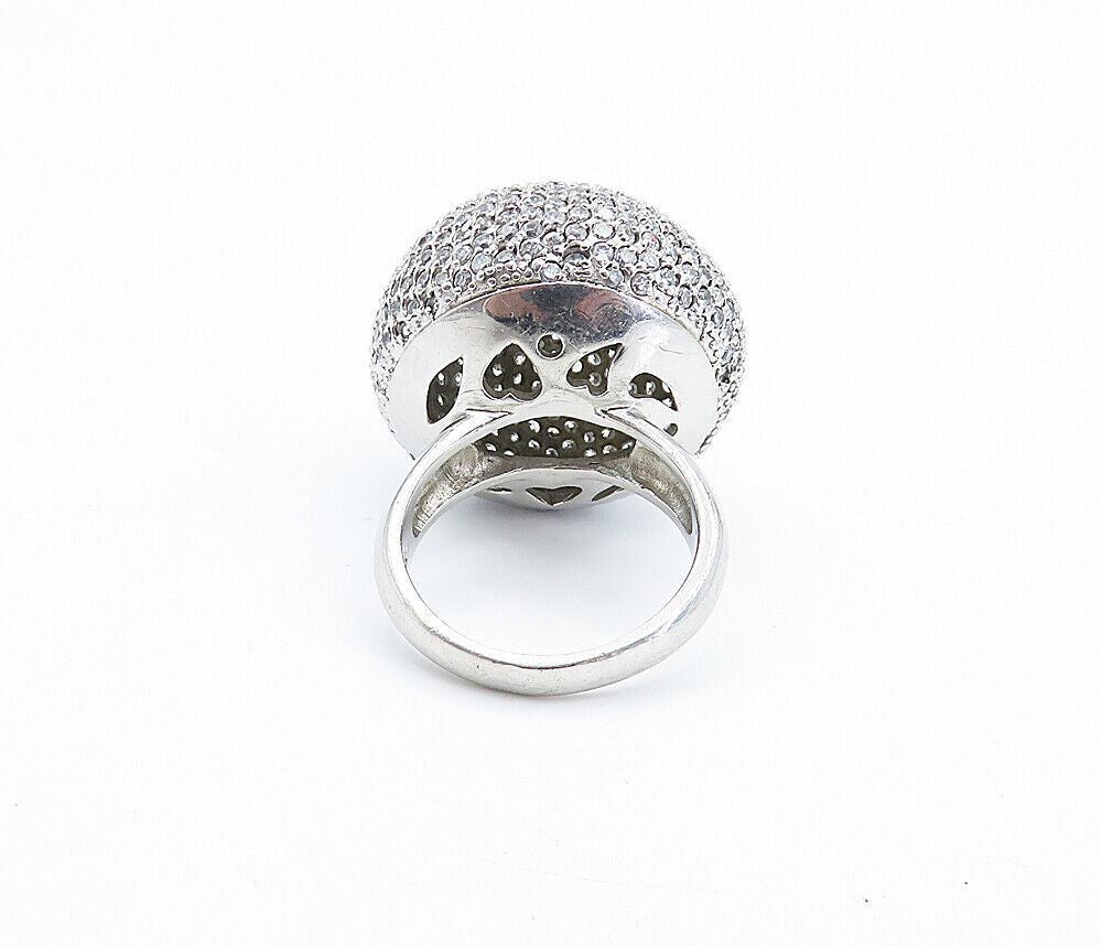 925 Sterling Silver Cubic Zirconia Encrusted Dome Cocktail Ring  Sz 8.5  RG6759