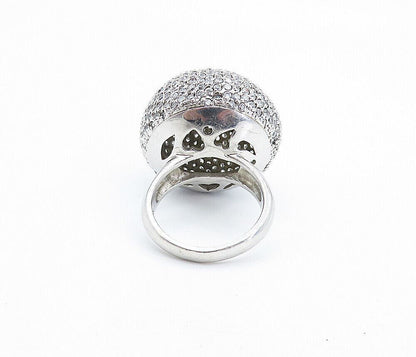 925 Sterling Silver Cubic Zirconia Encrusted Dome Cocktail Ring  Sz 8.5  RG6759