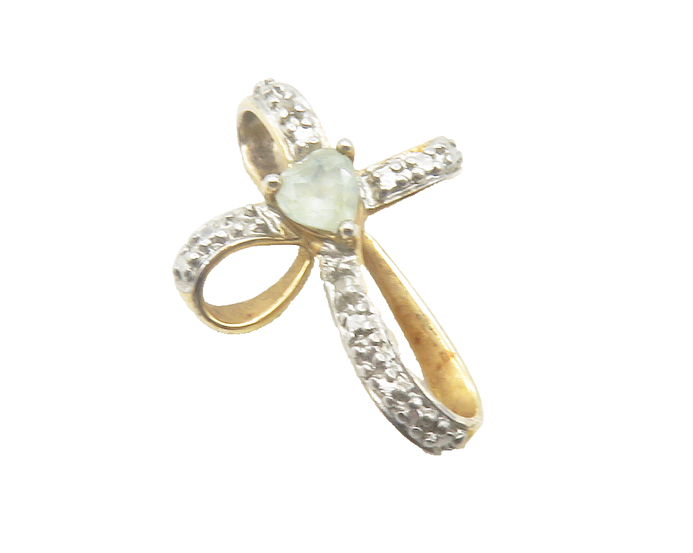 ROSS SIMON 925 Silver  Genuine Diamond & Topaz Religious Cross Pendant  PT9617