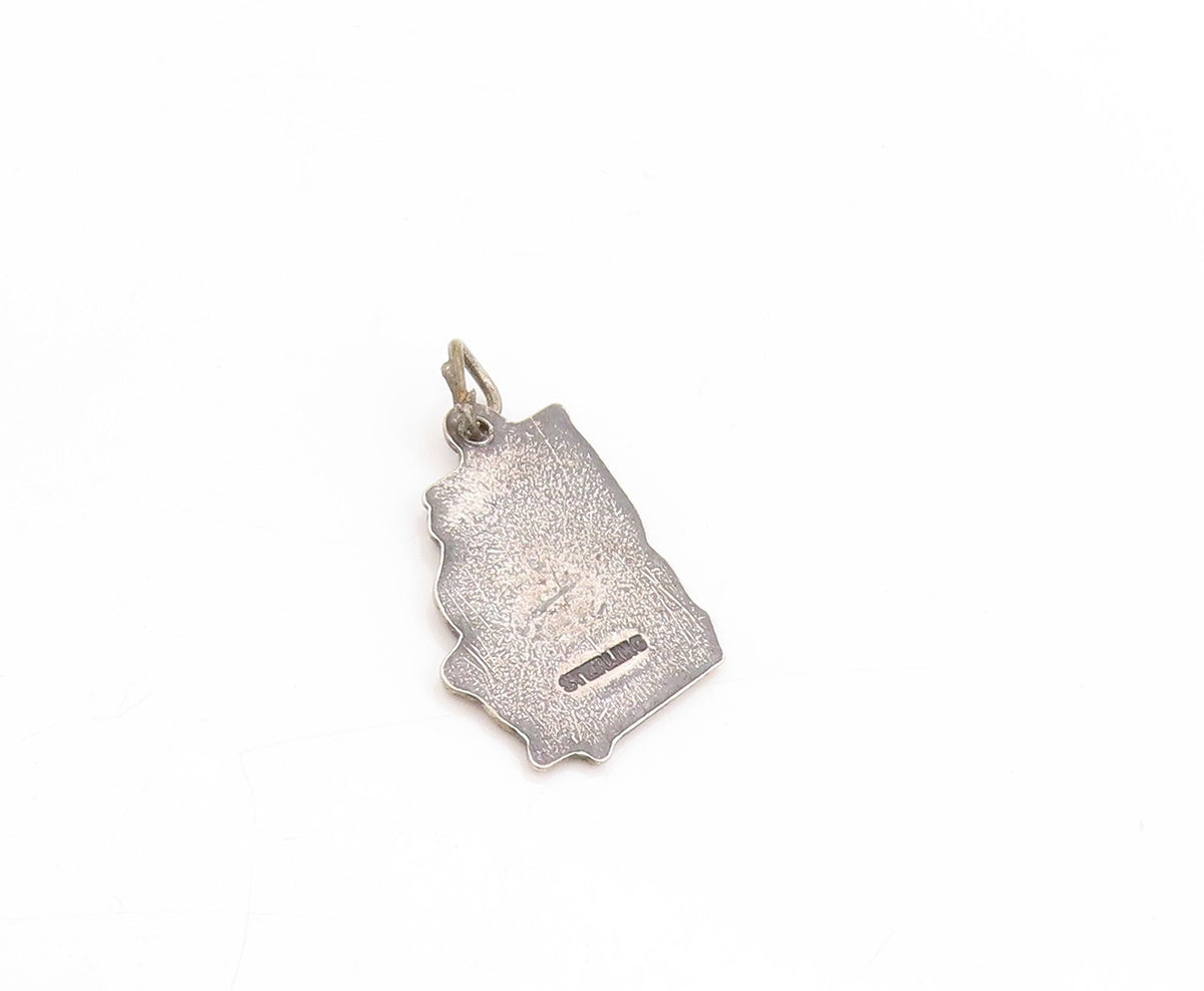 925 Sterling Silver Vintage Pendant Atlanta Georgia State Map Charm  PT25124