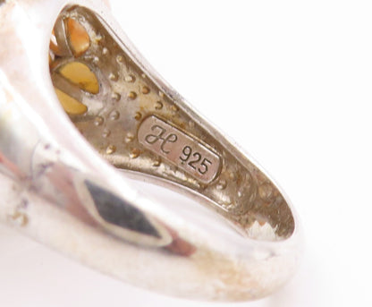 925 Sterling Silver Vintage Ring Designer Pearls Cluster Starfish  SZ 9  RG31940