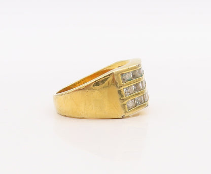 925 Sterling Silver Vintage Ring EDCO Gold Plated Topaz Bands  Sz 7.5  RG28935