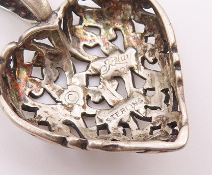 JEZLAINE 925 Sterling Silver  Vintage Swirl Love Heart Dome Pendant  PT17044