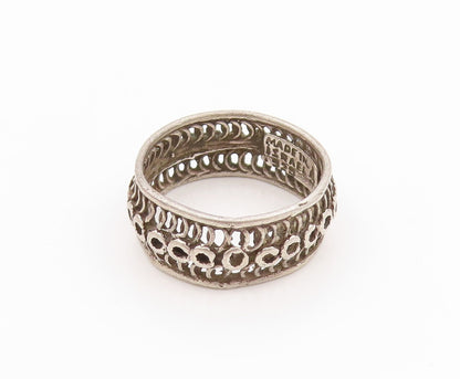 925 Sterling Silver Vintage Ring ISRAEL Dark Tone Designer Cutout  Sz 6  RG31805