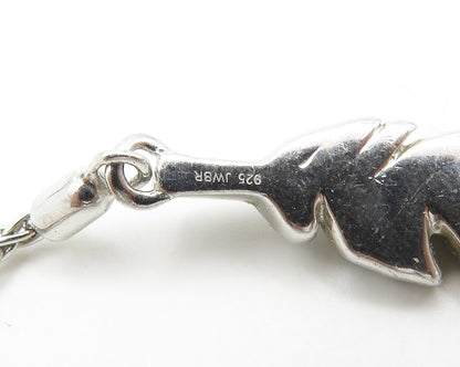 925 Sterling Silver  Genuine Diamonds Feather Motif Chain Bracelet  BT6745