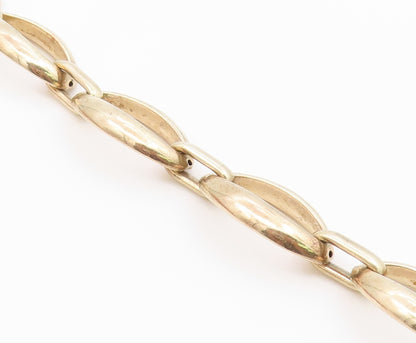 925 Sterling Silver  Vintage Shiny Gold Plated Oval Chain Bracelet  BT9272