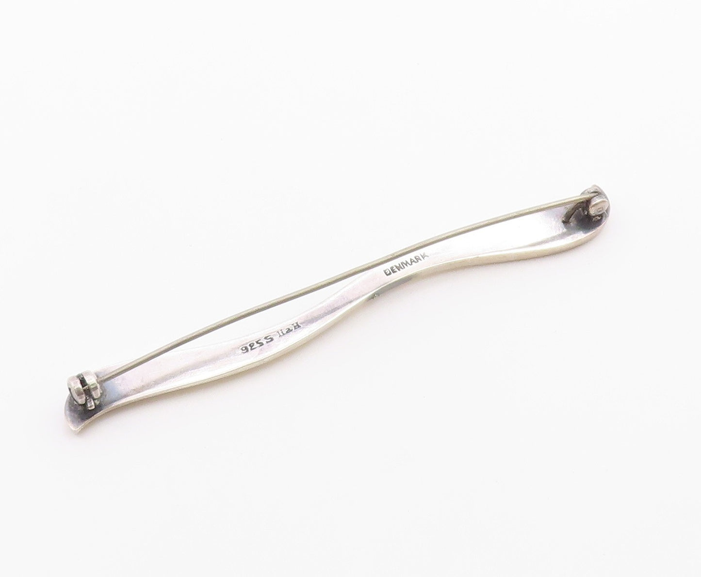 HANS HANSEN DENMARK 925 Silver  Vintage Minimalist Swirl Brooch Pin  BP9984