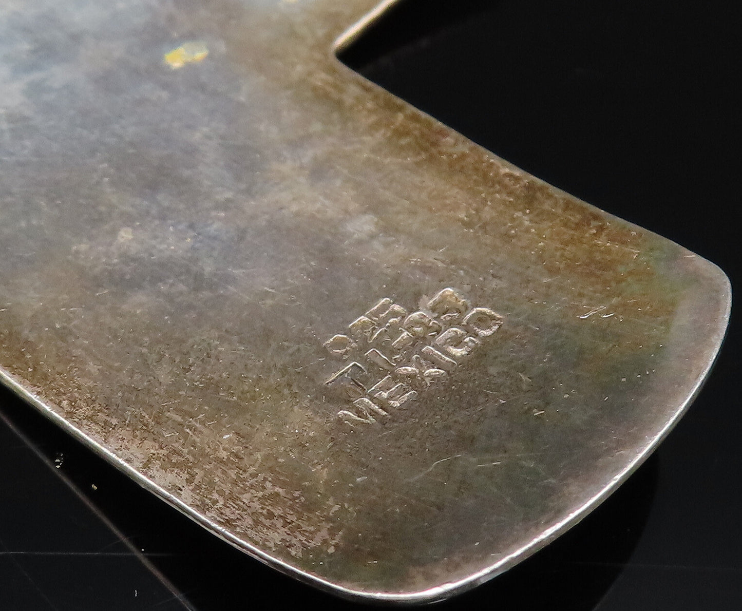 MEXICO 925 Sterling Silver Vintage Etched Religious Cross Dome Pendant PT21830