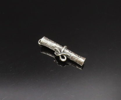 925 Sterling Silver  Vintage Bow Tied Rolled Diploma Pendant  PT21209
