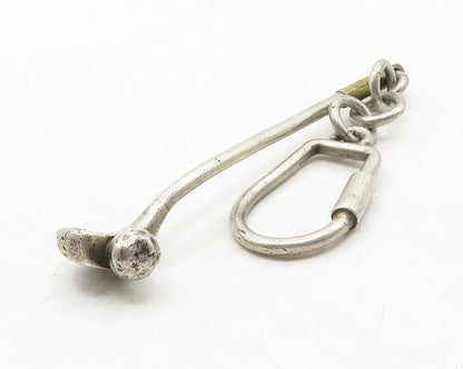 MEXICO 925 Sterling Silver  Vintage 2 Tone Golf Club Sports Key Chain  TR1896