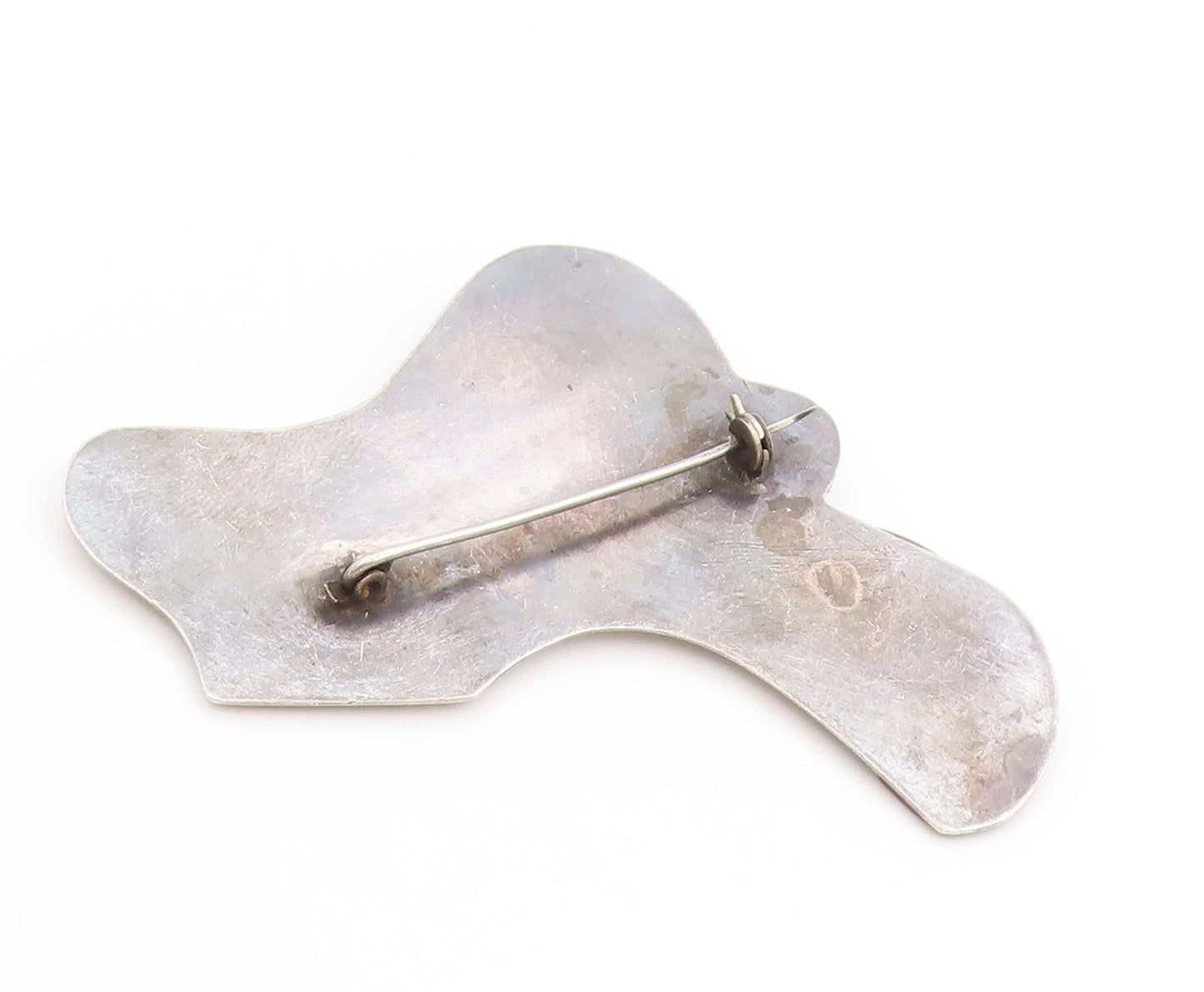 925 Sterling Silver Vintage Brooch Modernist Two Tone Lady Profile Pin  BP11941