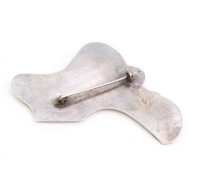 925 Sterling Silver Vintage Brooch Modernist Two Tone Lady Profile Pin  BP11941