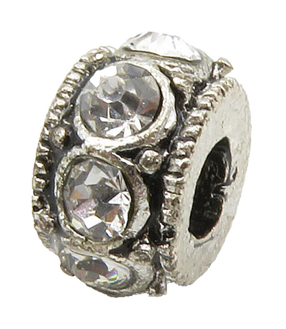 925 Sterling Silver  Vintage Petite Cubic Zirconia Round Bead Pendant  PT11516