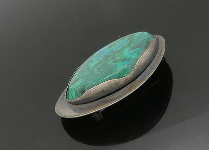 ISRAEL 925 Sterling Silver  Vintage Heavy Eilat Stone Brooch Pin  BP8492