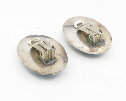 925 Sterling Silver  Vintage Turquoise Oval Non Pierce Drop Earrings  EG5536