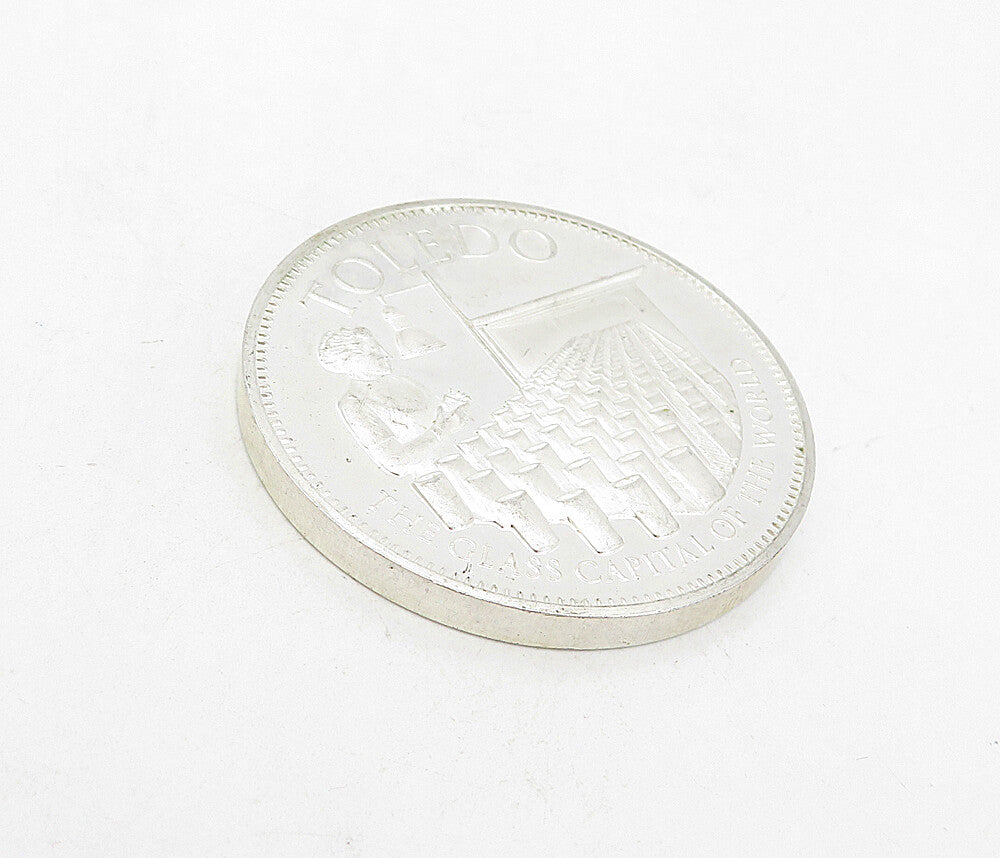 925 Sterling Silver  Vintage Antique Shiny Toledo Ohio Medallion  TR1310