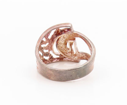 925 Sterling Silver Vintage Ring Intricate Openwork Loop Band  Sz 8.5  RG35801