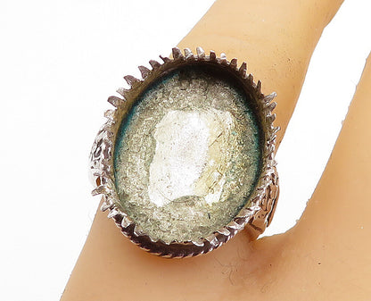 CHINESE 925 Sterling Silver  Vintage Antique Etched Cocktail Ring Sz 8  RG4669
