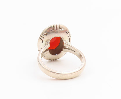 925 Sterling Silver Vintage Ring MEXICO Cabochon Carnelian Band  Sz 9  RG35478