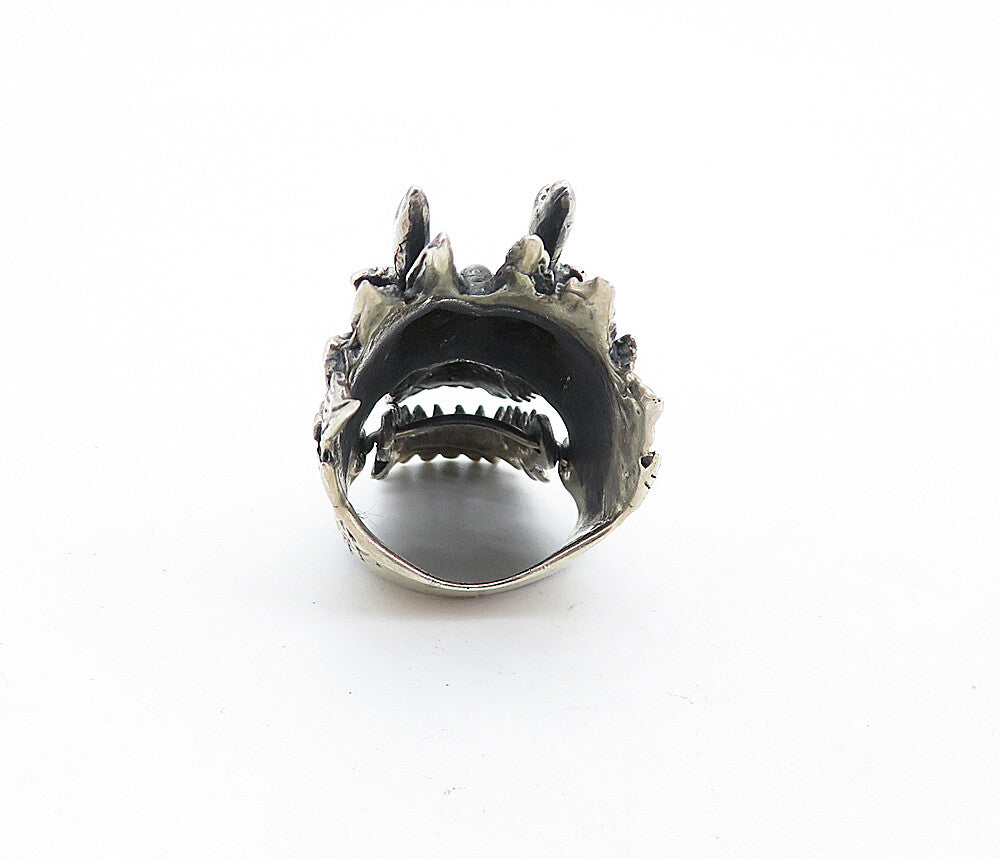 925 Sterling Silver  Vintage Dragon's Head Statement Ring Sz 5 (MOVES)  RG6895