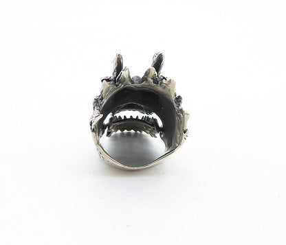 925 Sterling Silver  Vintage Dragon's Head Statement Ring Sz 5 (MOVES)  RG6895