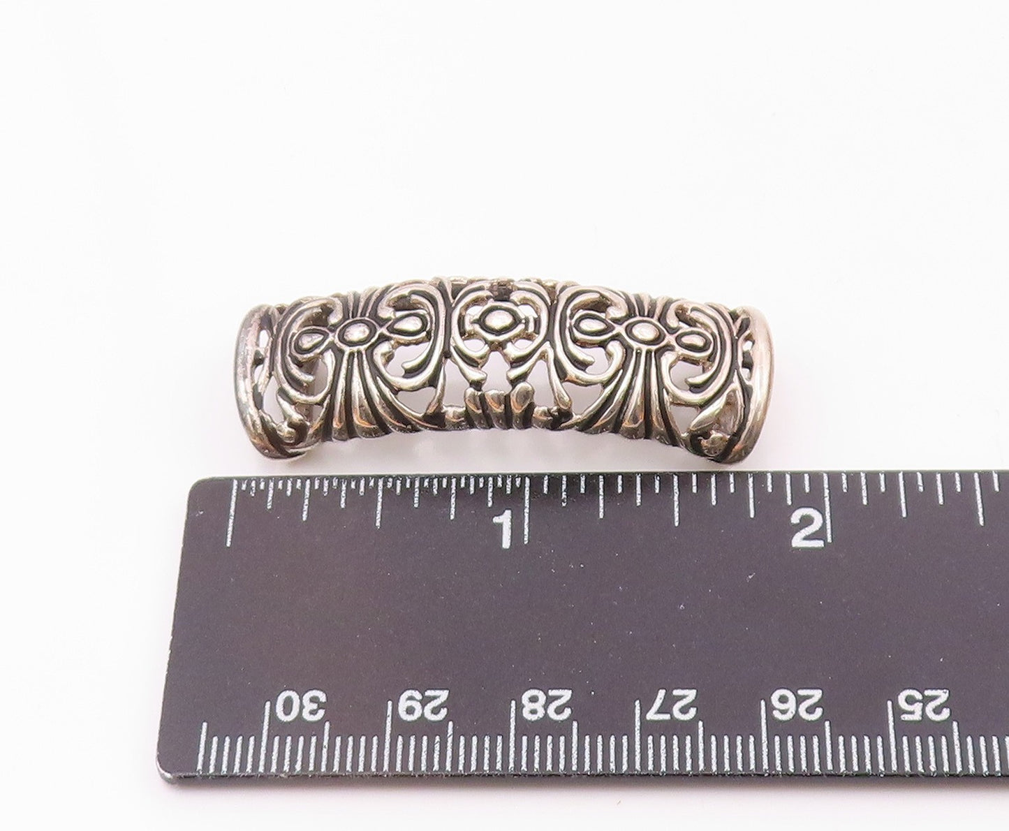 ESPO SIG 925 Sterling Silver Vintage Scalloped Swirl Linear Dome Pendant PT20403