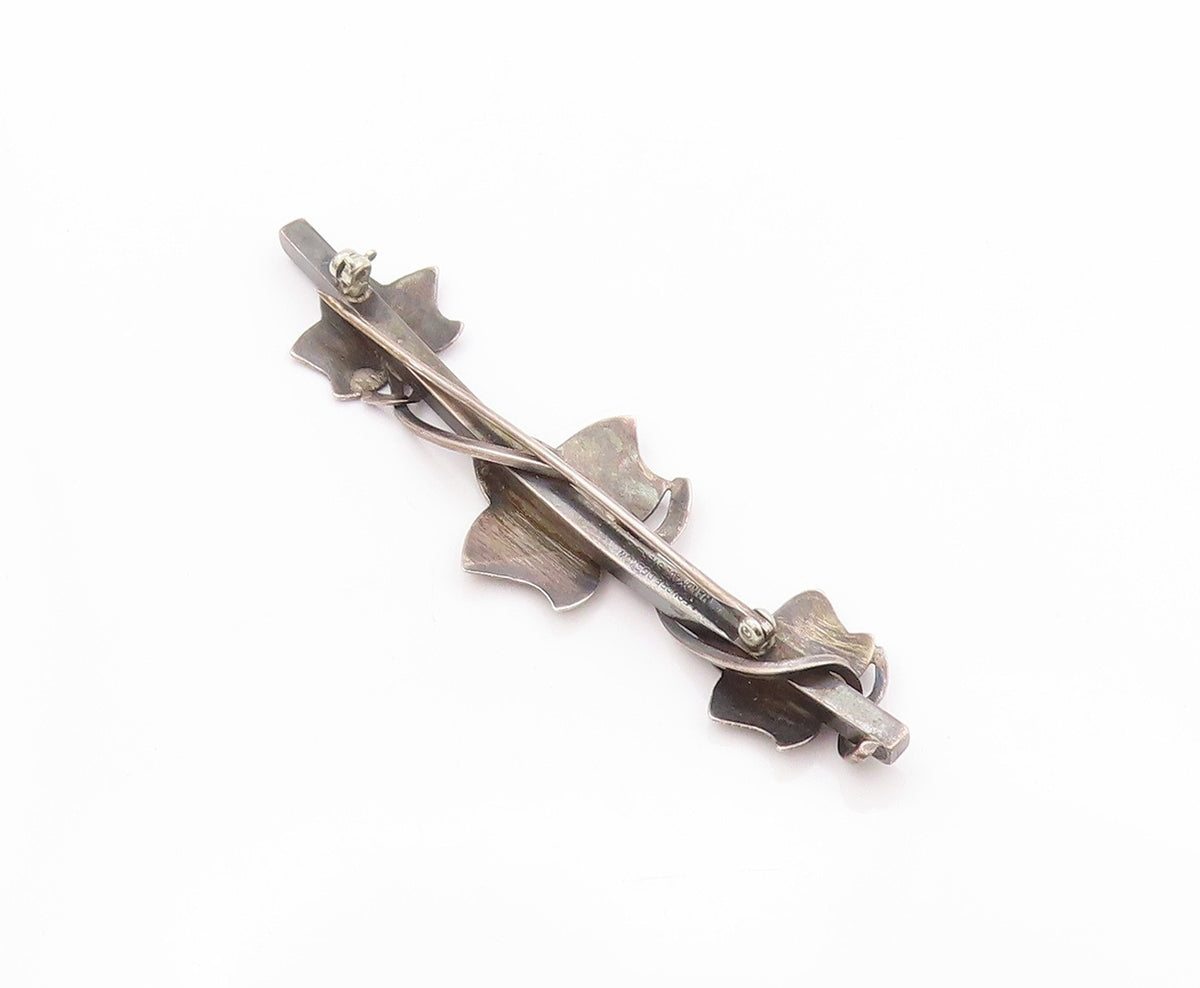 925 Sterling Silver Vintage Brooch LEONORE DOSKOW Connected Ivy Leaves  BP11622